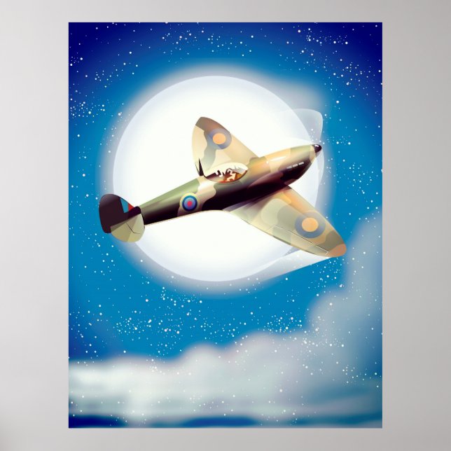 affiche de voyage d'avion Spitfire (Devant)
