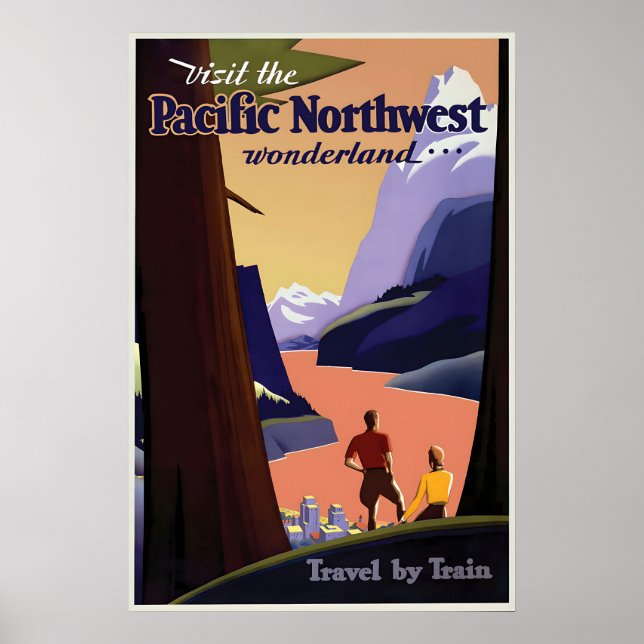 Affiche de voyage de 1925 dans le Nord-Ouest Pacif (Devant)