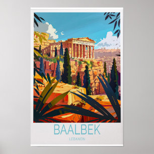 Affiche de voyage de Baalbek - Art mural du Liban 