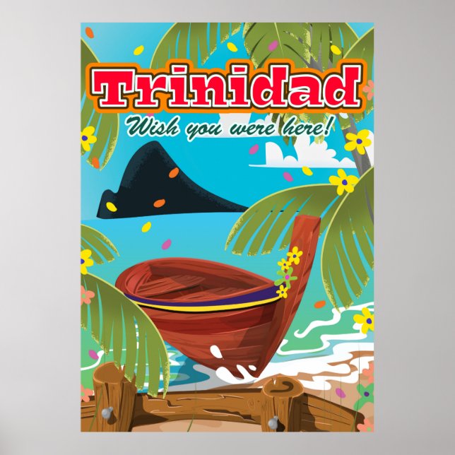 Affiche de voyage de bande dessinée de Trinidad (Devant)