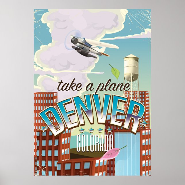 Affiche de voyage de bande dessinée Denver Colorad (Devant)