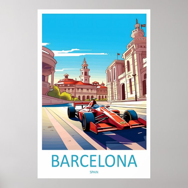 Affiche de voyage de Barcelone Circuit de Barcelon (Devant)