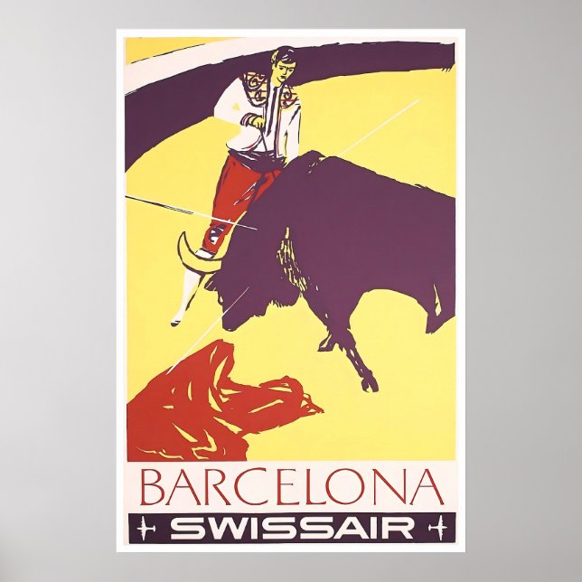 Affiche de voyage de Barcelone Espagne Art Torero (Devant)