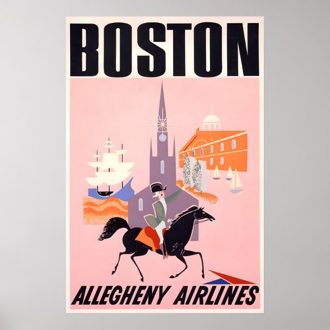 Affiche de voyage de Boston - Allegheny Airlines (Devant)