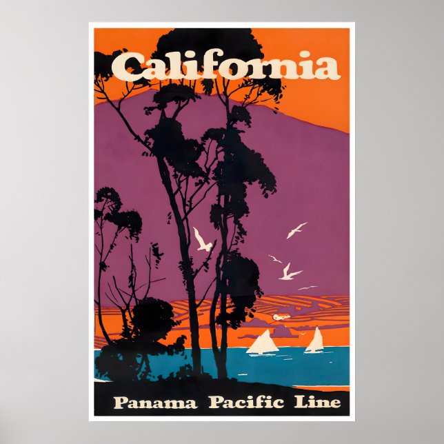 Affiche de voyage de Californie Art de bateau de c (Devant)
