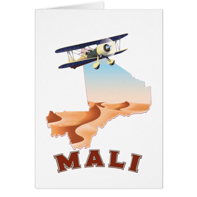 Affiche de voyage de carte vintage du Mali (Devant)