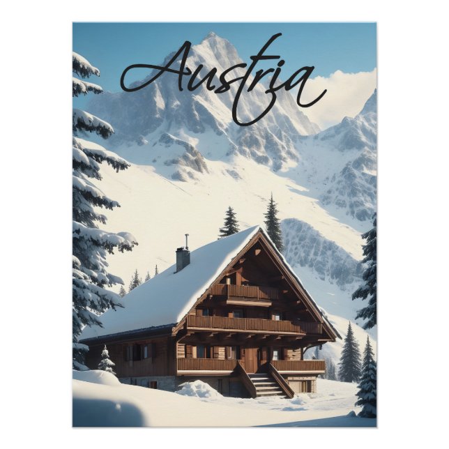 Affiche de voyage de chalet alpin autrichien (Devant)