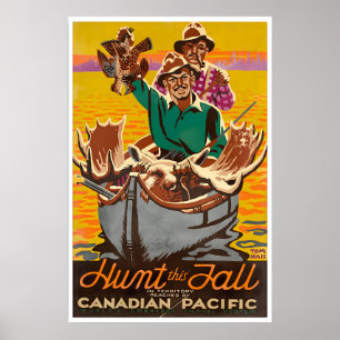 Affiche de voyage de chasse Art Canada Chasseur d'