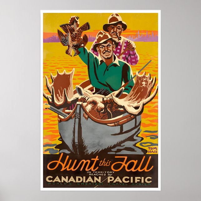 Affiche de voyage de chasse Art Canada Chasseur d' (Devant)