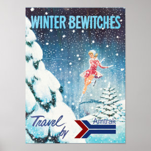Affiche de voyage de chemin de fer d'hiver
