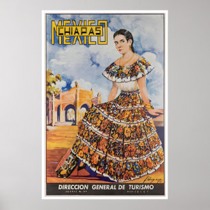Affiche de voyage de Chiapas Art du Mexique Impres