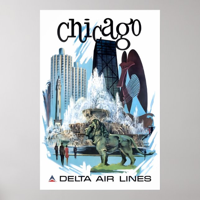Affiche de voyage de Chicago Illinois Art Delta Pr (Devant)
