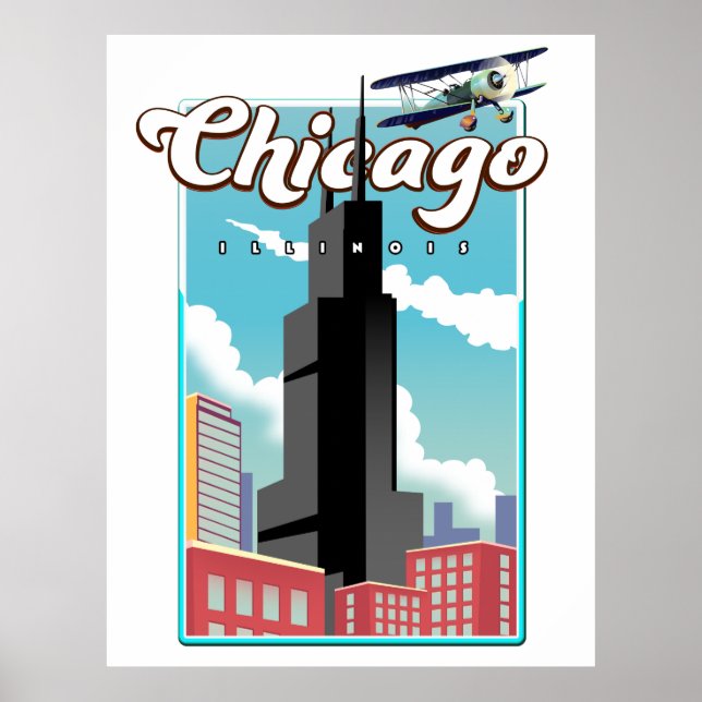 Affiche de voyage de Chicago Illinois USA (Devant)