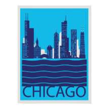 Affiche de voyage de Chicago Skyline
