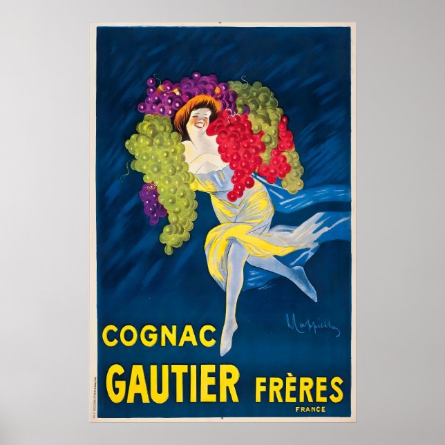 Affiche de voyage de Cognac Boisson Vin Vintage (Devant)