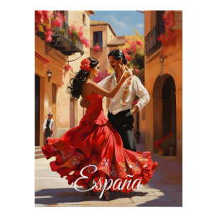 Affiche de voyage de danseurs de flamenco espagnol