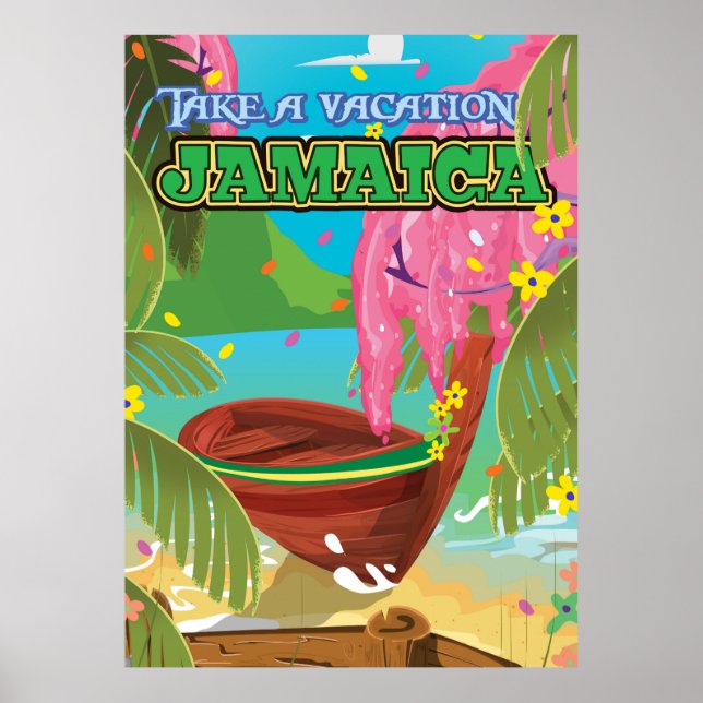 Affiche de voyage de dessin animé de Jamaïque (Devant)