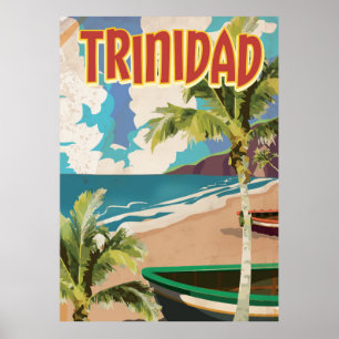 Affiche de voyage de dessin animé de Trinidad