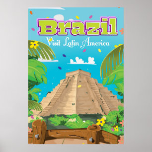 Affiche de voyage de dessin animé du Brésil.