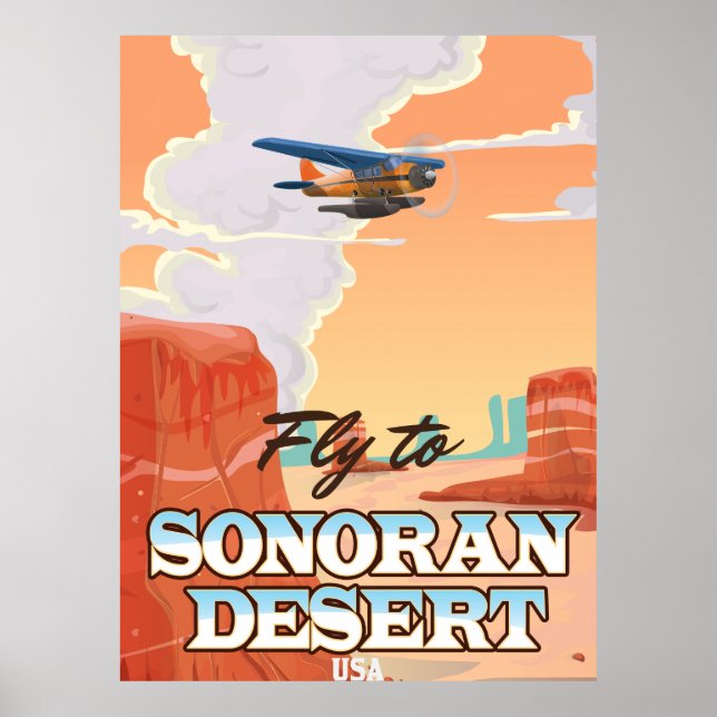 Affiche de voyage de dessin animé du désert de Son (Devant)