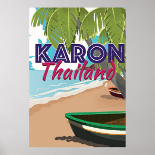 Affiche de voyage de dessin animé Karon Thaïlande.