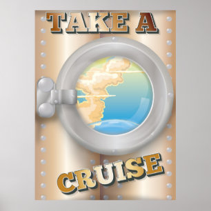 Affiche de voyage de dessin animé Take a Cruise