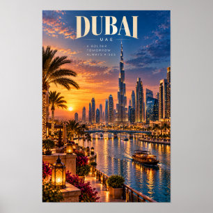 Affiche de voyage de Dubaï Émirats arabes unis Cou