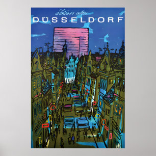Affiche de voyage de Düsseldorf Allemagne Mur de v