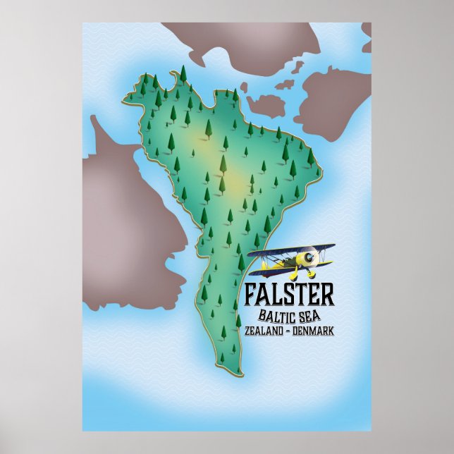 Affiche de voyage de Falster Island Danemark. (Devant)