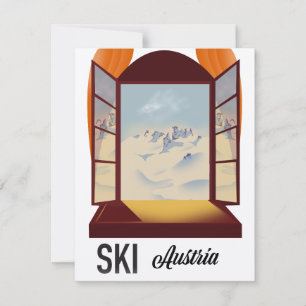 Affiche de voyage de fenêtre Ski Autriche.