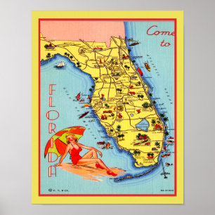 Affiche de voyage de Florida Beach dans les années