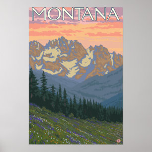 Affiche de voyage de FlowersMontanaVintage de