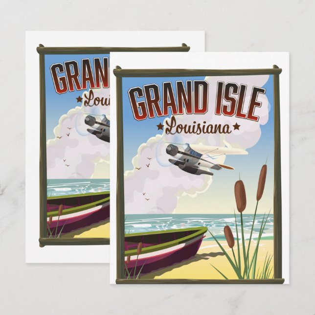 Affiche de voyage de Grand Isle, Louisiane  (Devant / Derrière)