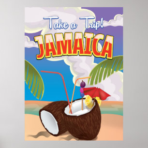 Affiche de voyage de Jamaïque Cartoon