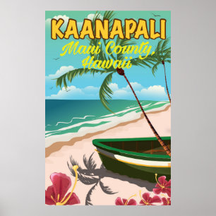 Affiche de voyage de Kaanapali le comté de Maui