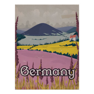 Affiche de voyage de la campagne vintage d'Allemag
