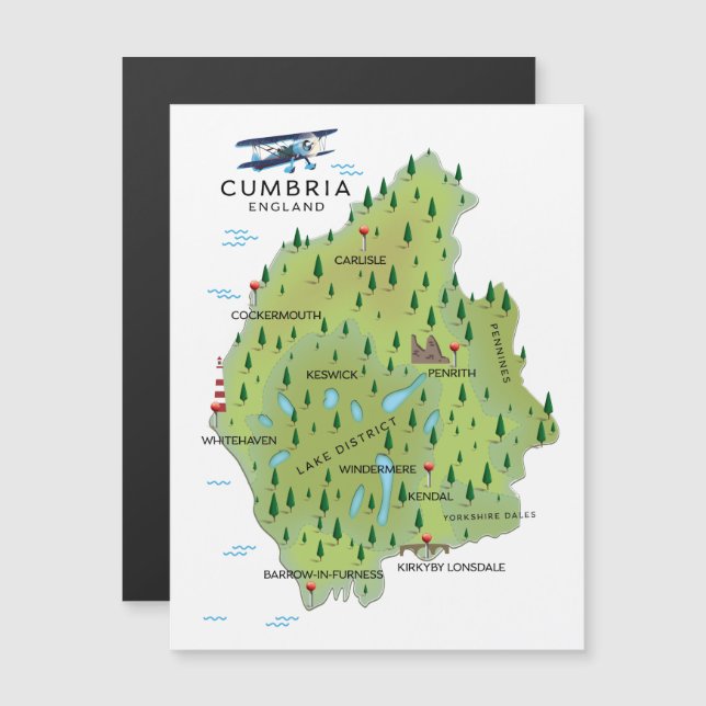Affiche de voyage de la carte de Cumbria Angleterr (Devant / Derrière)