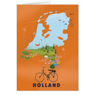 Affiche de voyage de la carte Hollande