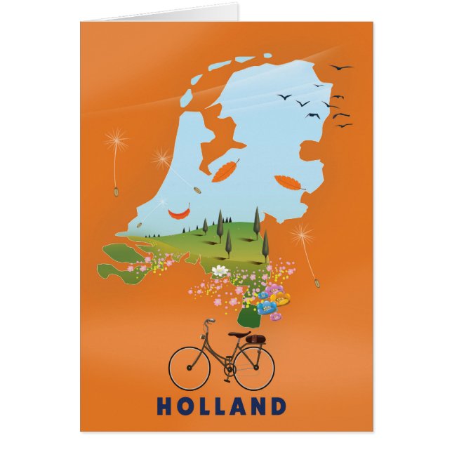 Affiche de voyage de la carte Hollande (Devant)
