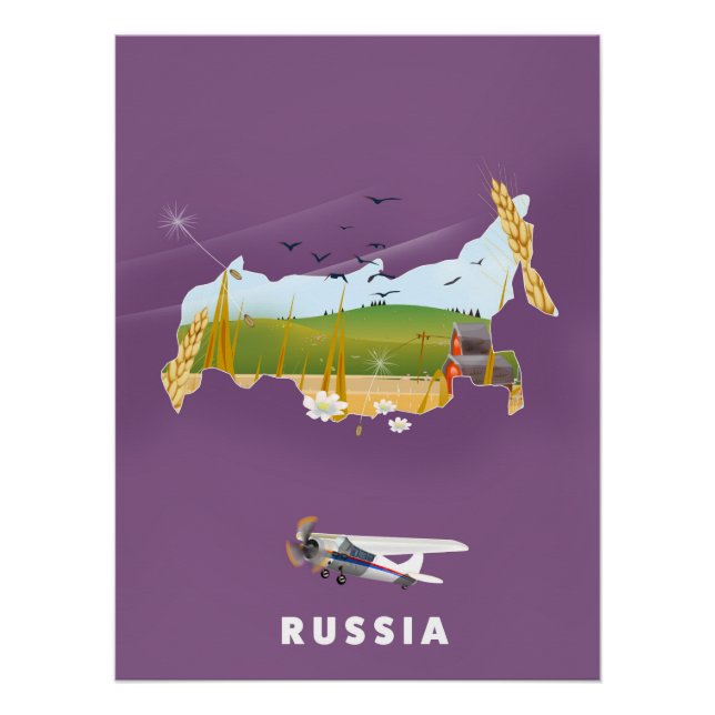 Affiche de voyage de la carte russe (Devant)