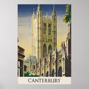 Affiche de voyage de la cathédrale de Canterbury A