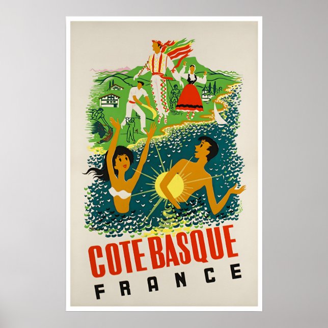Affiche de voyage de la côte basque France Art Pla (Devant)