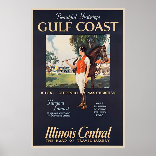 Affiche de voyage de la côte du Golfe Illinois Cen (Devant)