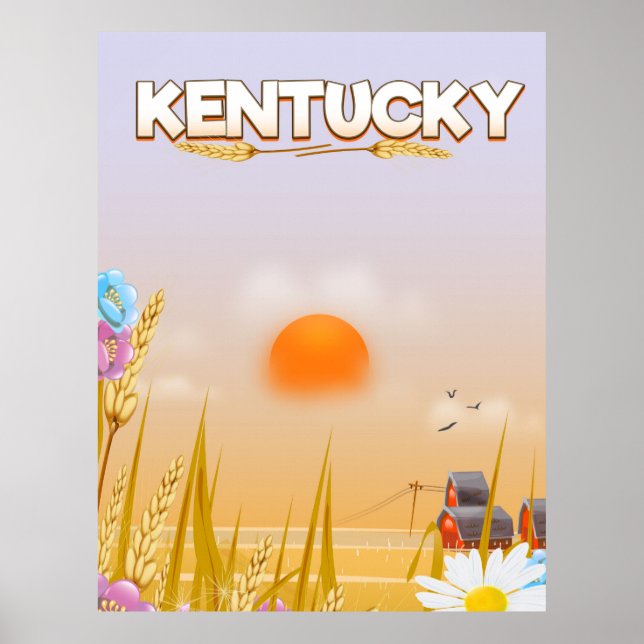 Affiche de voyage de la ferme mignonne du Kentucky (Devant)