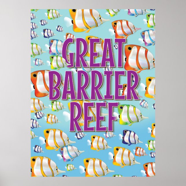 Affiche de voyage de la Grande barrière de corail (Devant)