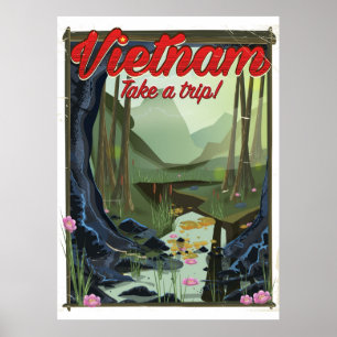 Affiche de voyage de la grotte du Vietnam