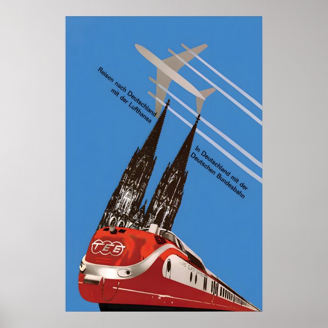 Affiche de voyage de la Lufthansa des chemins de f (Devant)