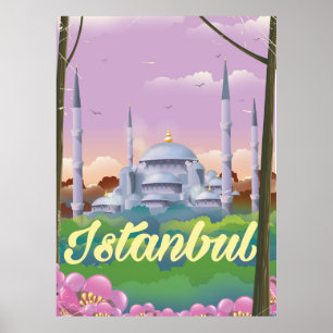 Affiche de voyage de la mosquée bleue d'Istanbul