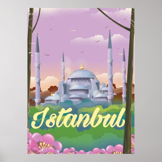 Affiche de voyage de la mosquée bleue d'Istanbul (Devant)