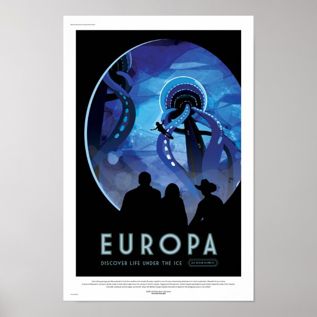 Affiche de voyage de la NASA - Jupiter's Moon Euro (Devant)
